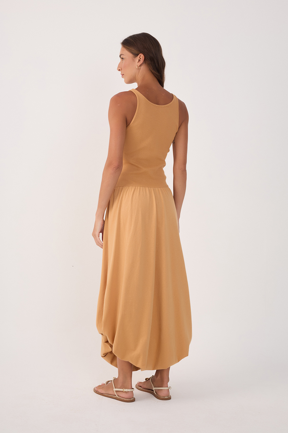 Beige Tank Top Balloon Maxi Dress_6