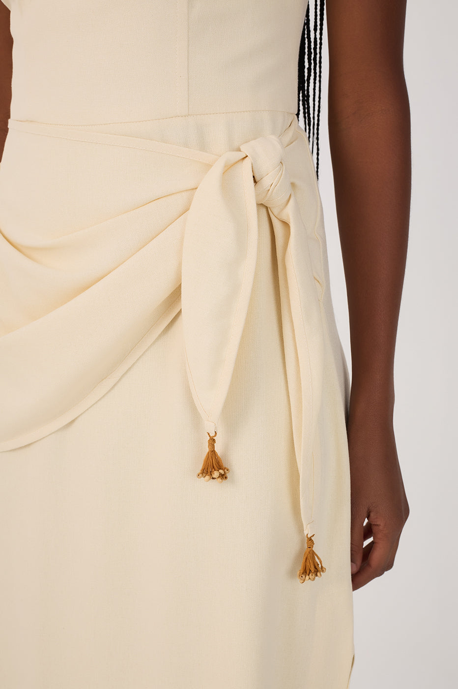 Beige Wrap Waist Side Slits Maxi Dress_6