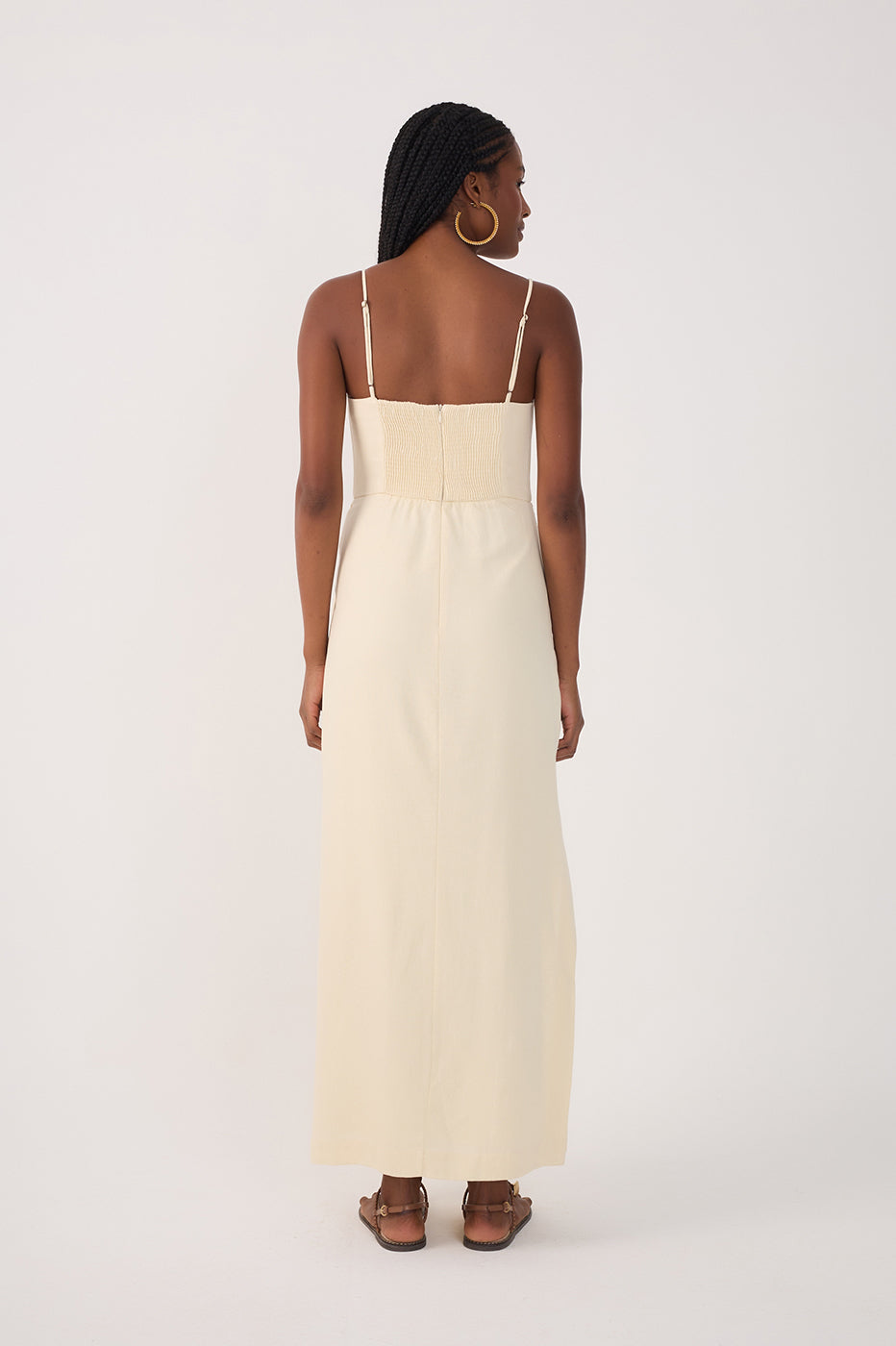 Beige Wrap Waist Side Slits Maxi Dress_7