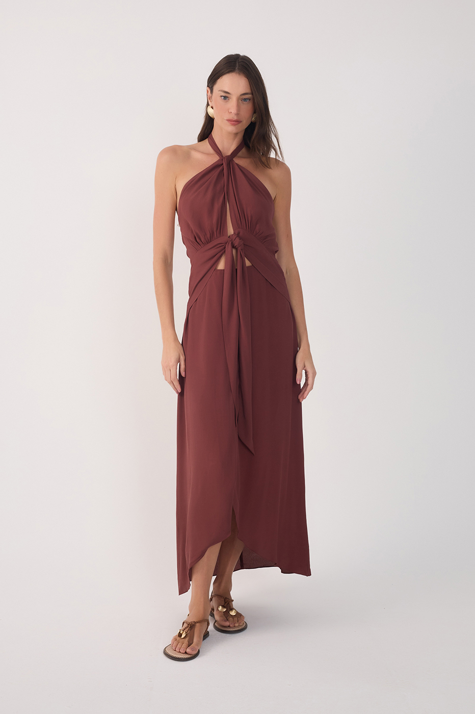 Midi Crepe Twisted Neckline Dress_2