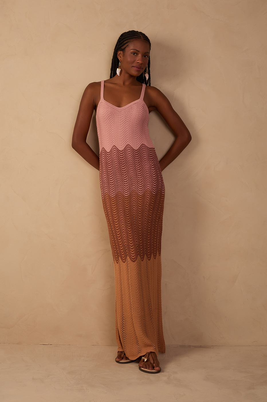 Multicolor Sleeveless Tricot Maxi Dress_1
