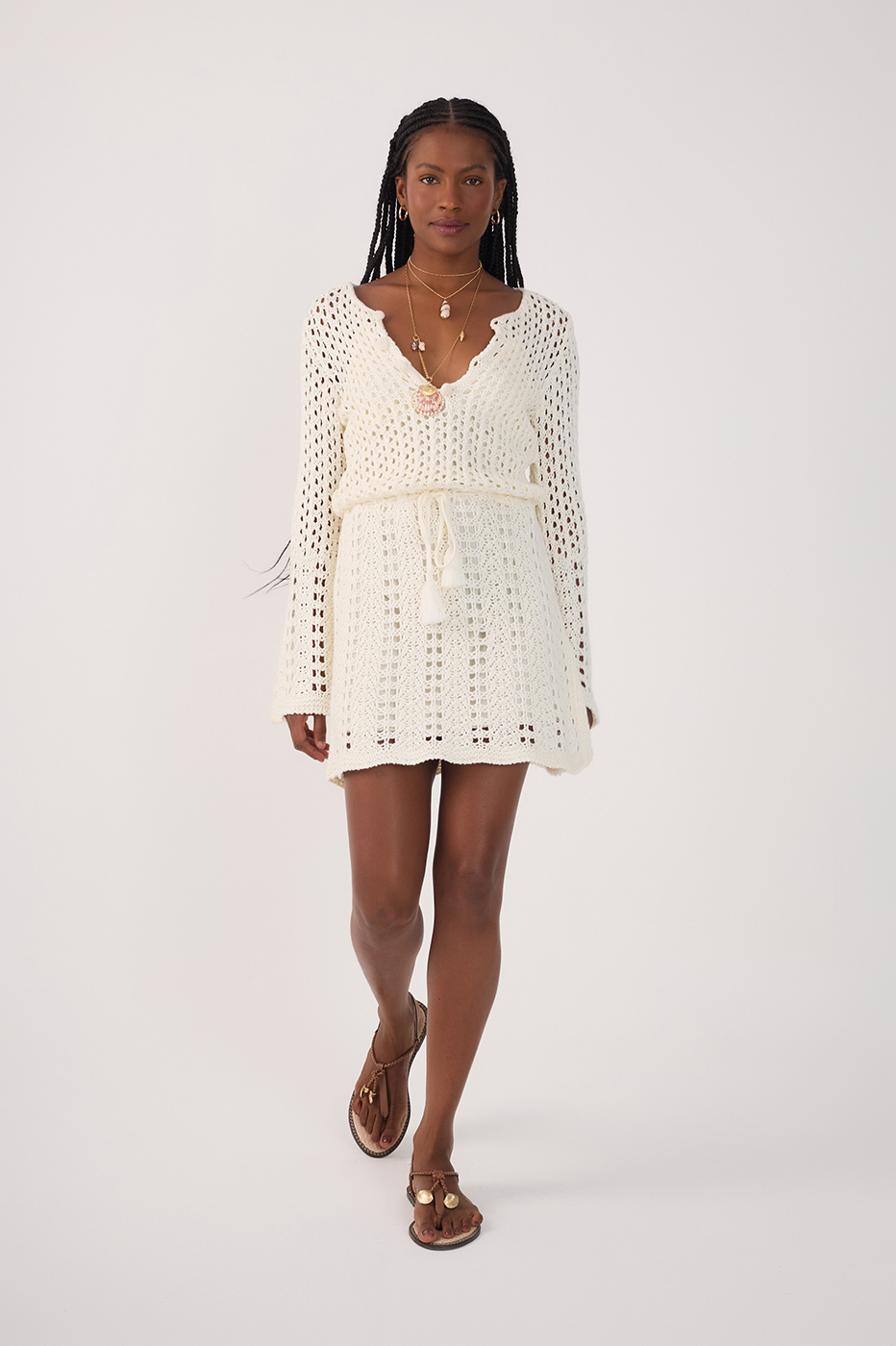 Off-White Long Sleeve Tricot Mini Dress_2