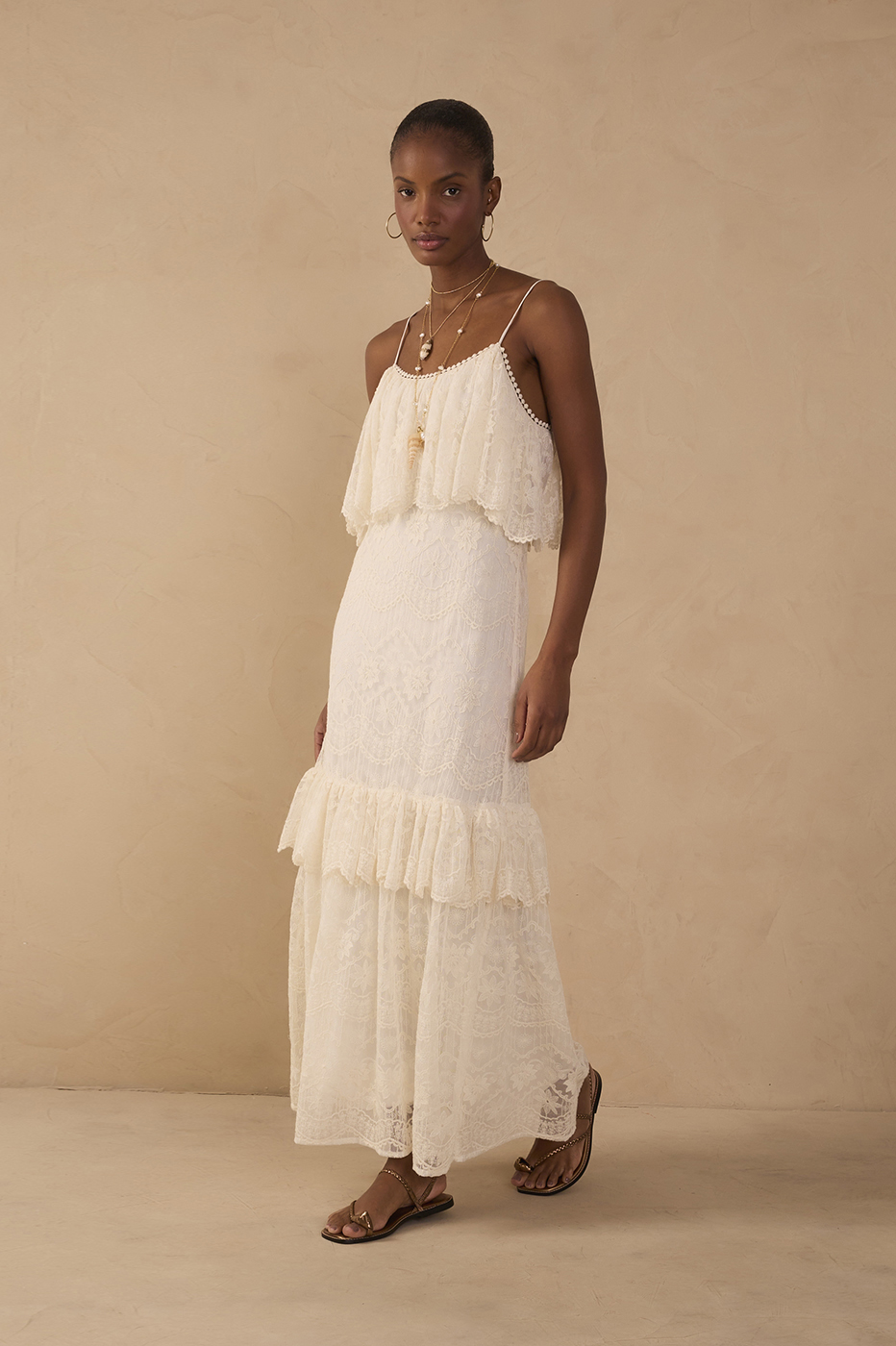 Off-White Ruffled Lace Maxi Dress_1