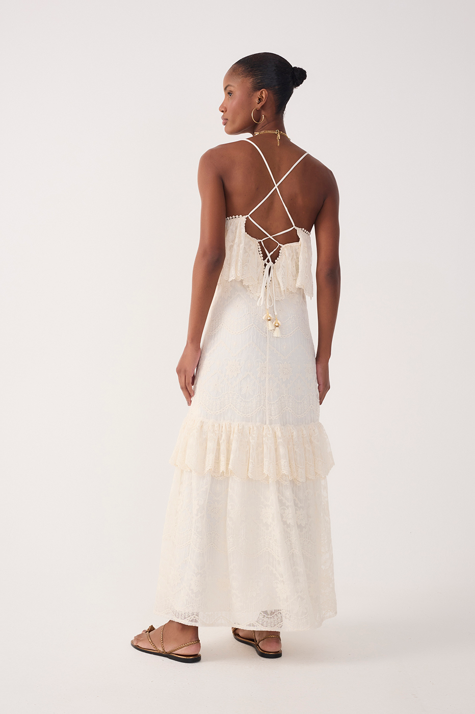 Off-White Ruffled Lace Maxi Dress_7