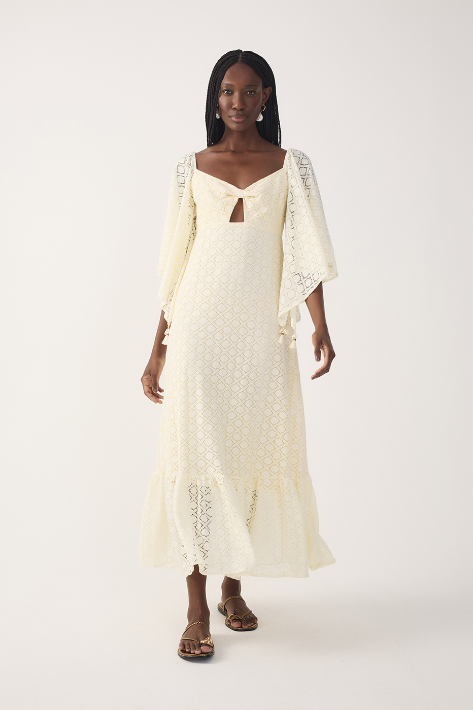 Off-White Cut-Out Lace Midi Dress_2