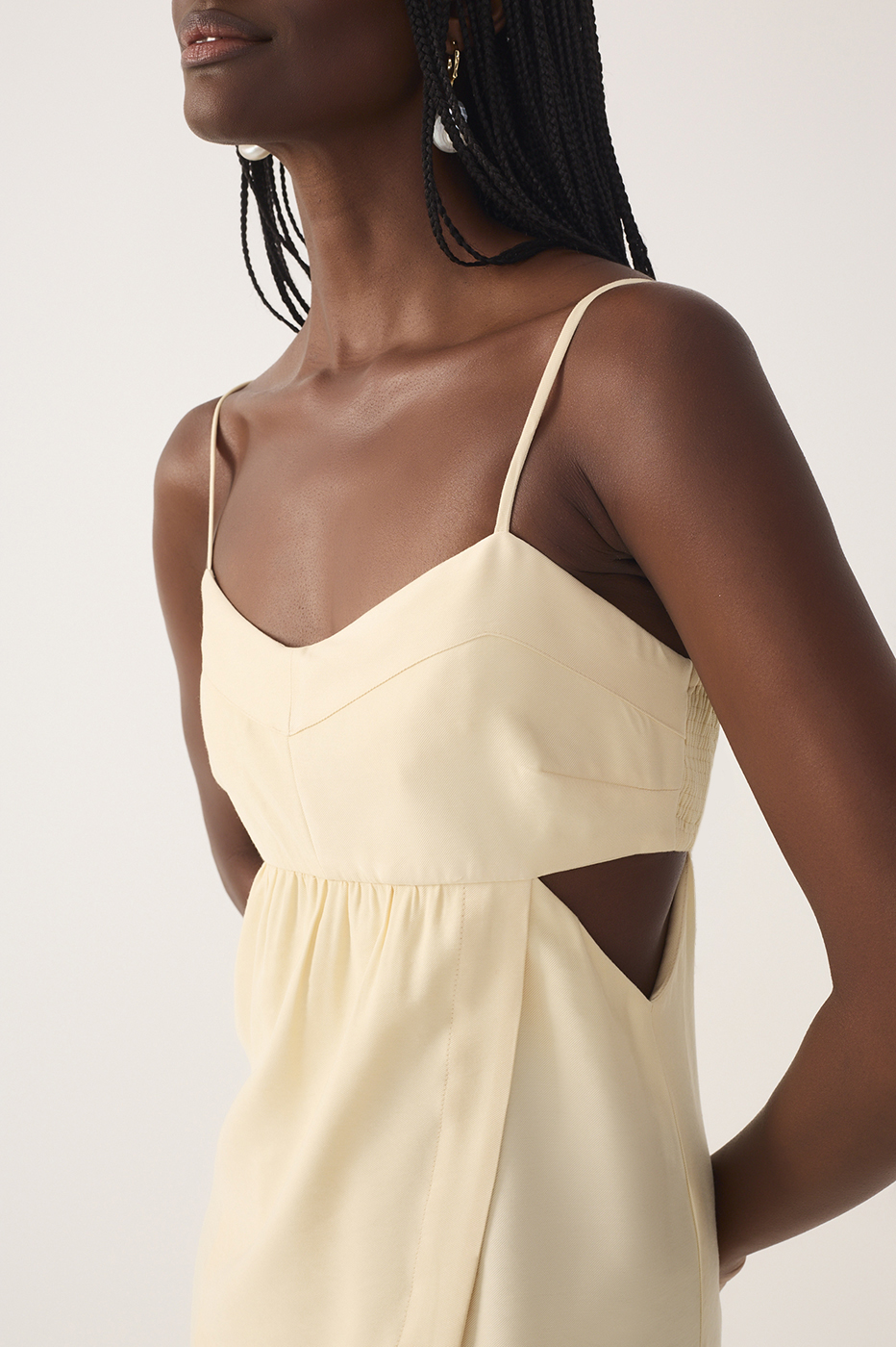 Beige Side Cut-Out Wrap Midi Dress_5