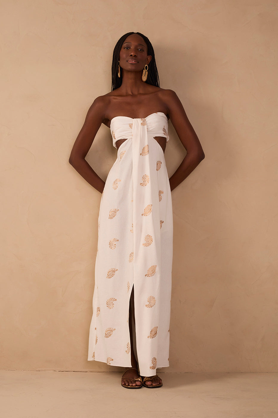 Off-White Shell Embroidered Maxi Dress_1
