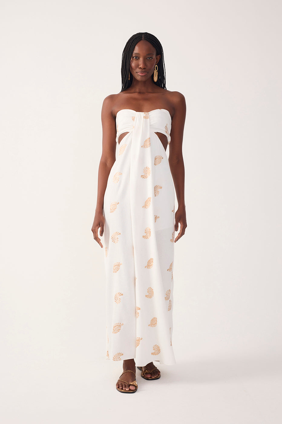 Off-White Shell Embroidered Maxi Dress_2