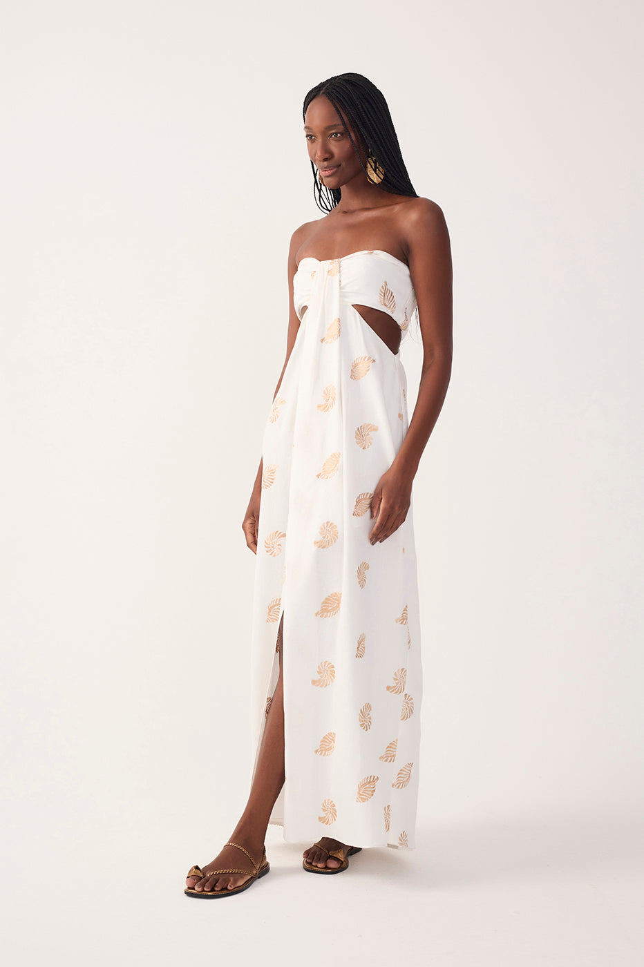 Off-White Shell Embroidered Maxi Dress_3
