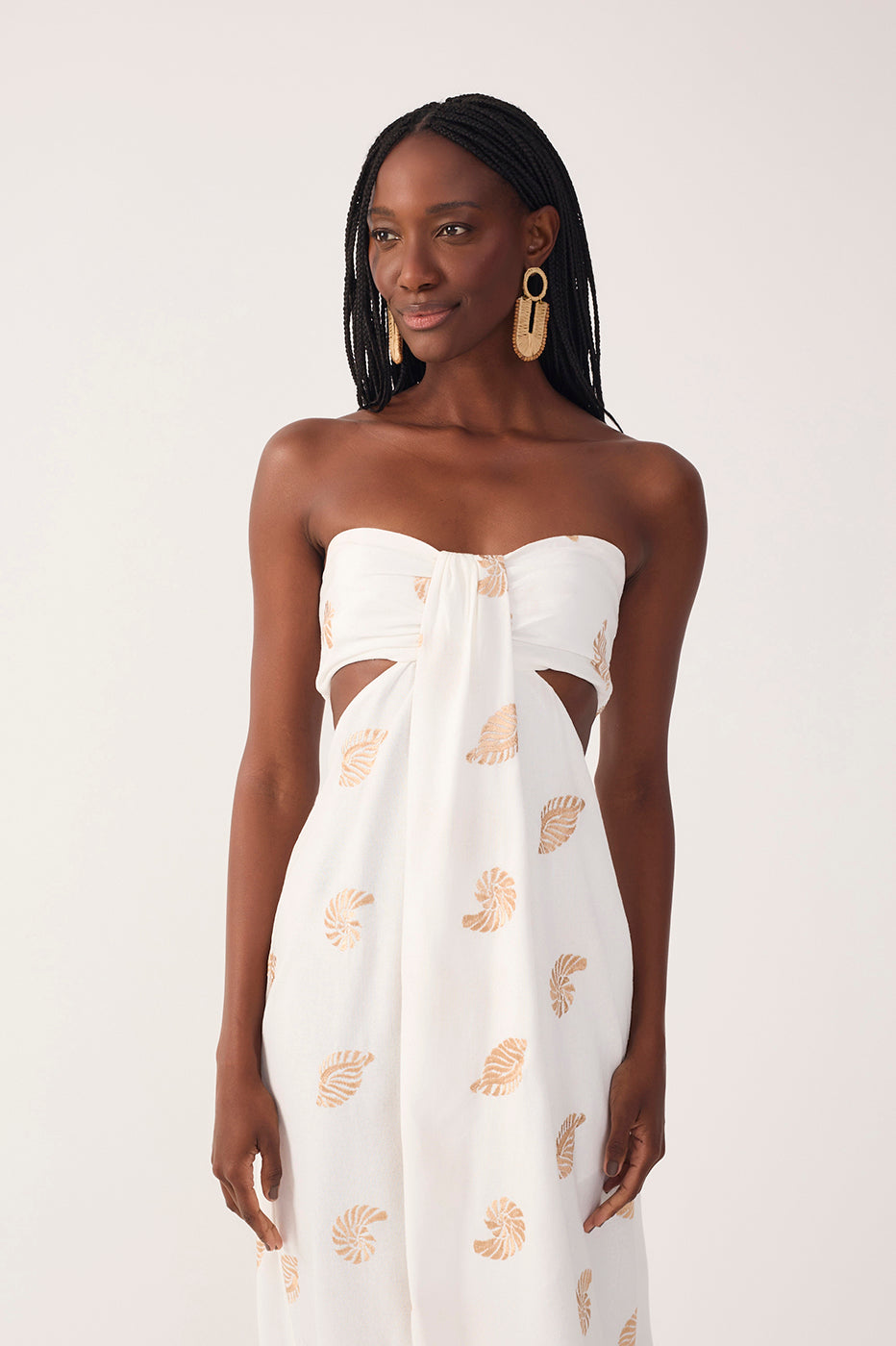 Off-White Shell Embroidered Maxi Dress_4