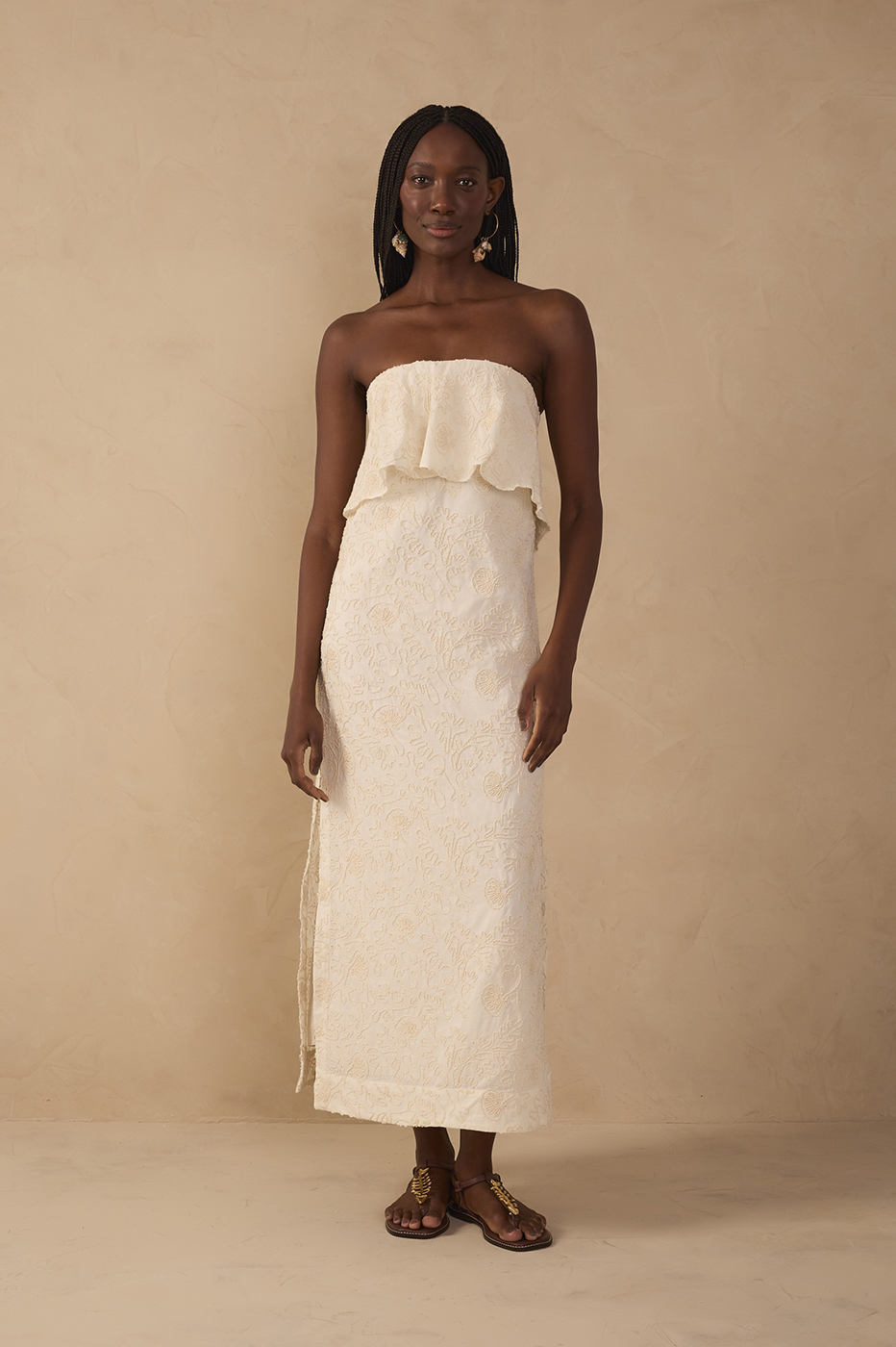 Off-White Embroidered Layered Maxi Dress_1