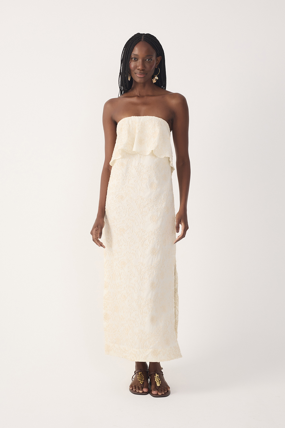 Off-White Embroidered Layered Maxi Dress_2
