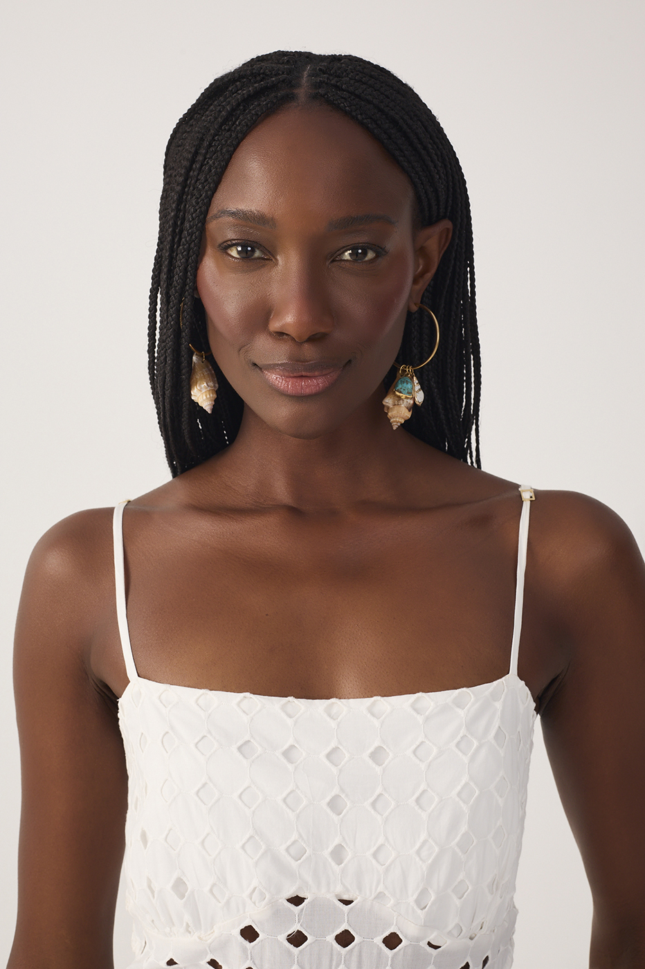 Off-White Eyelet Smocked Midi Dress_4
