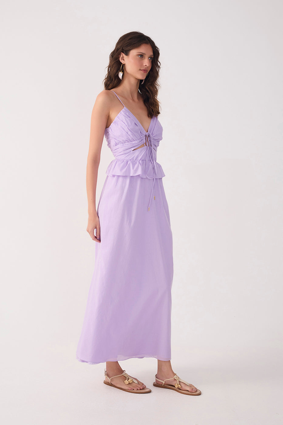 Lilac Ruffled Waist Maxi Dress_3