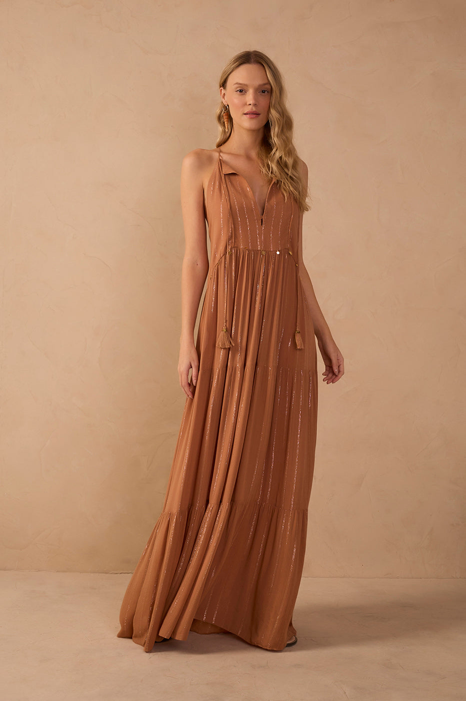 Long Lurex Coin Embroidered Dress_1