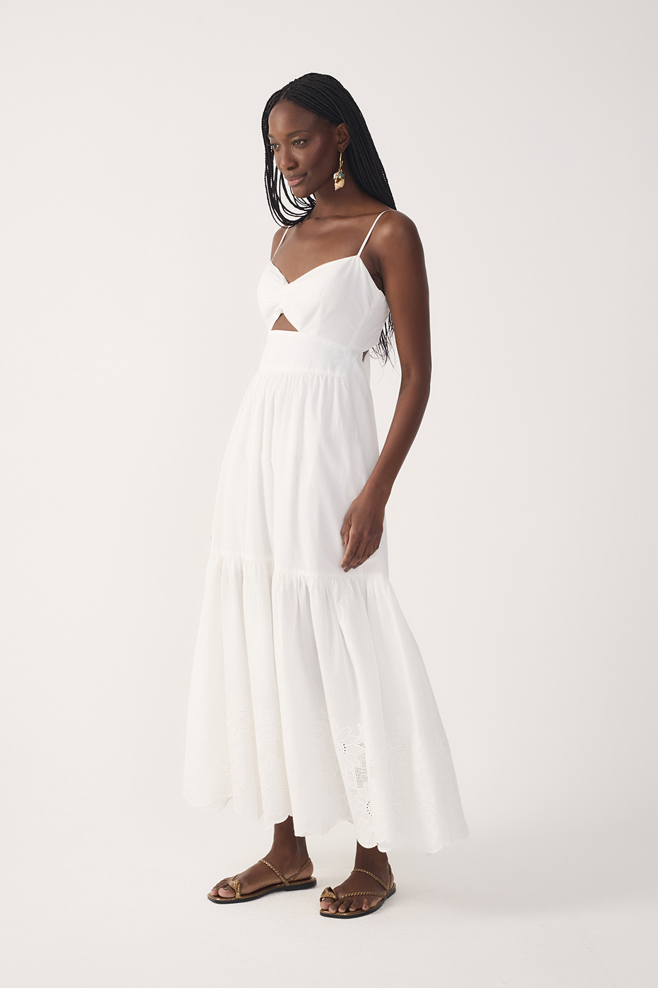 Off-White Ruffled Embroidered Midi Dress_3