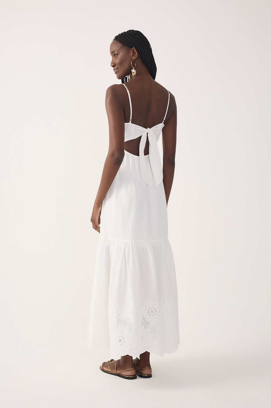 Off-White Ruffled Embroidered Midi Dress_6
