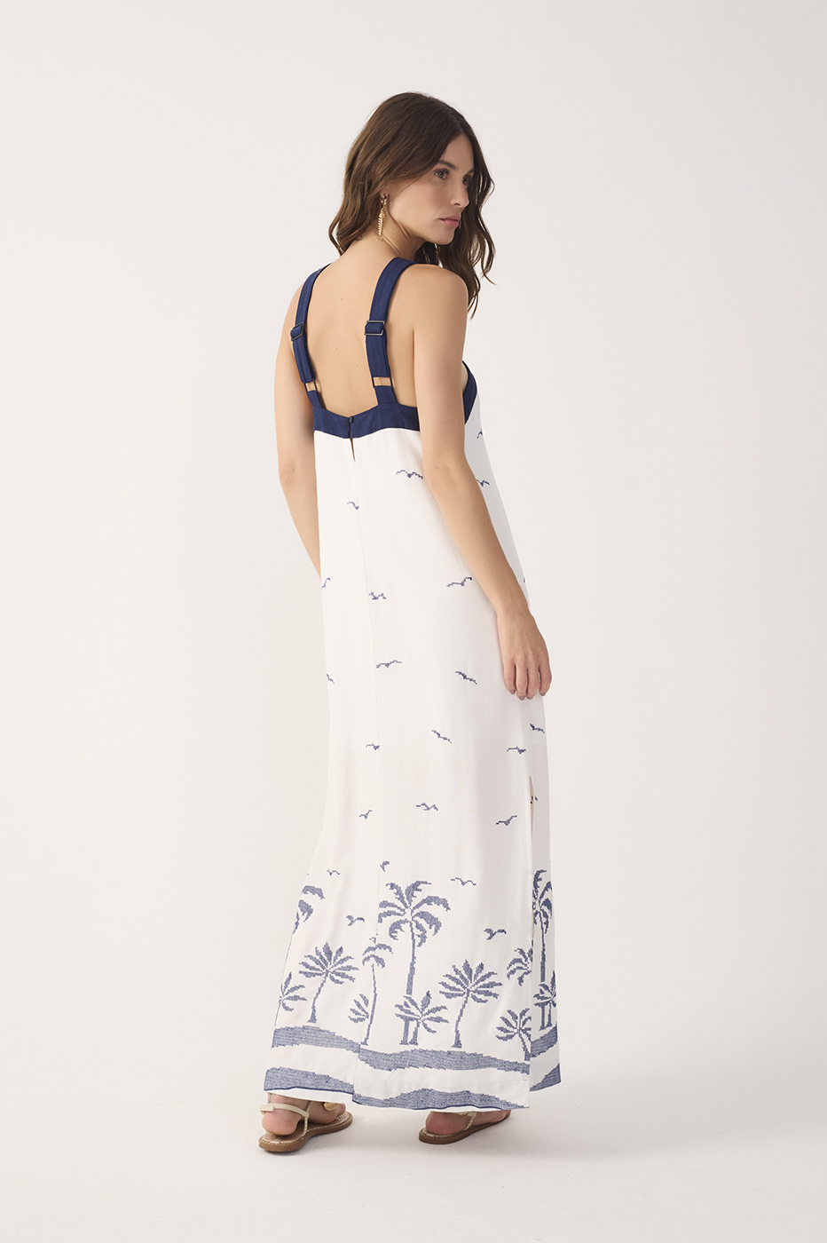 Off-White Embroidered Linen Maxi Dress_6