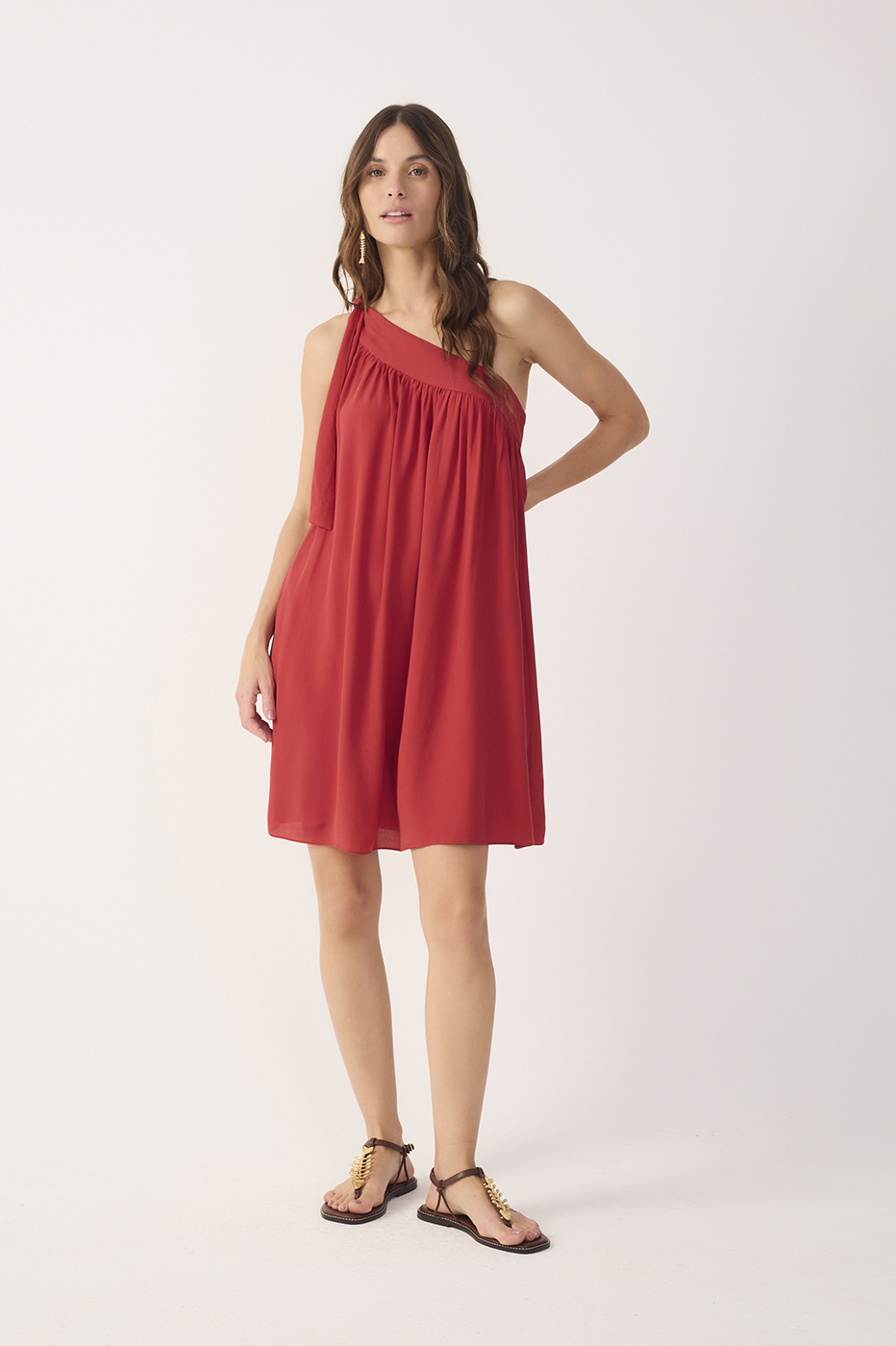 Vestido Curto Crepe Um Ombro Só_2