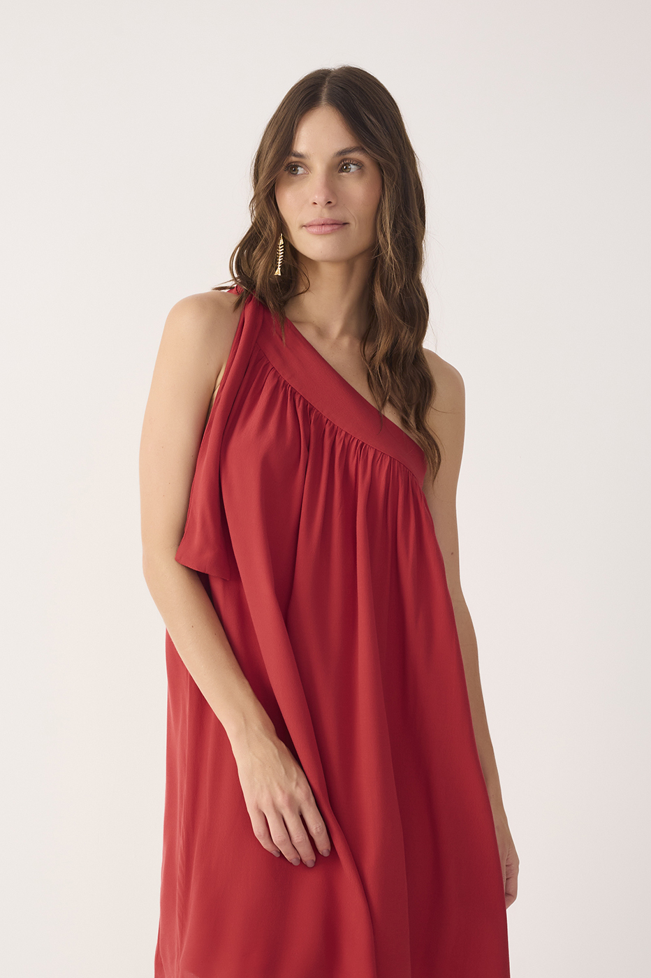 Red Ruffled One Shoulder Mini Dress_4
