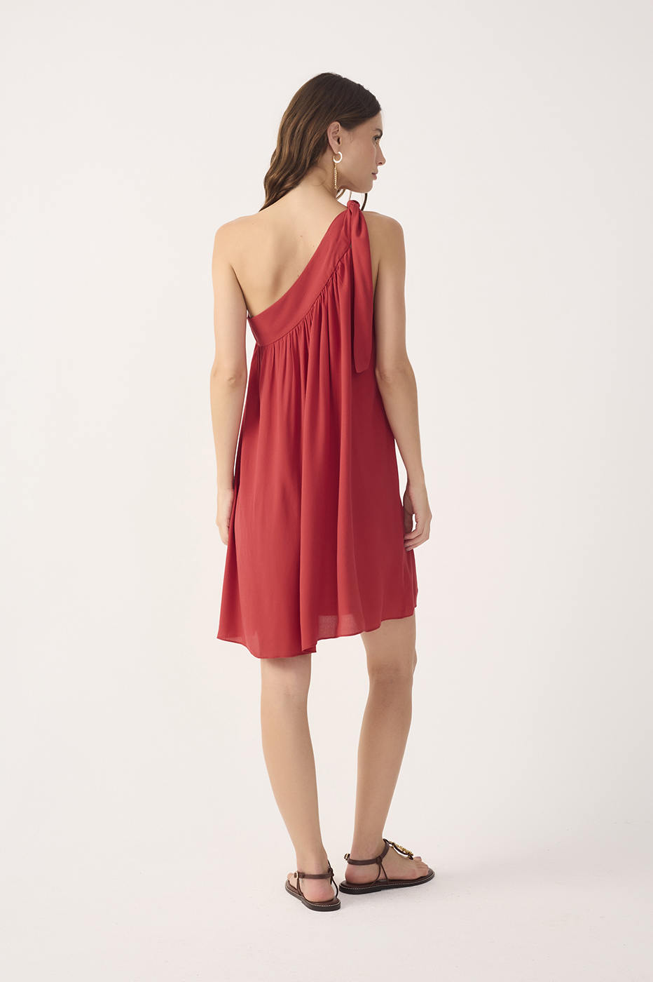 Red Ruffled One Shoulder Mini Dress_6