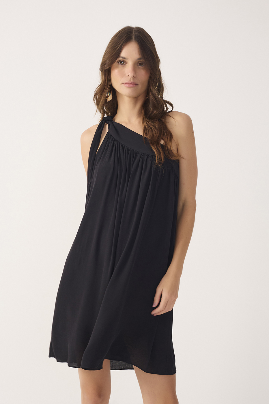 Black Ruffled One Shoulder Mini Dress_4
