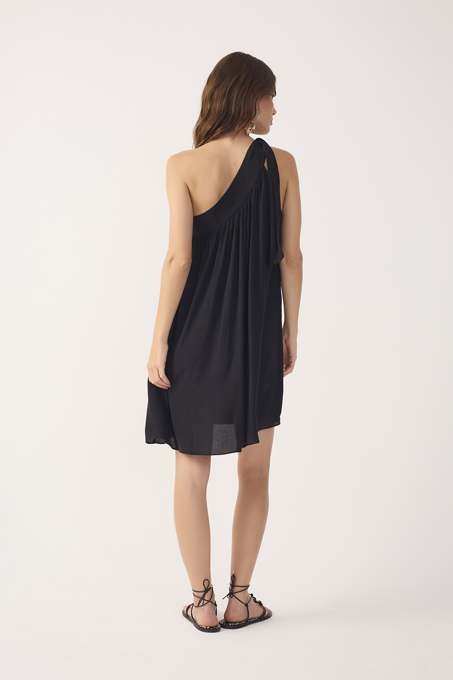 Black Ruffled One Shoulder Mini Dress_6