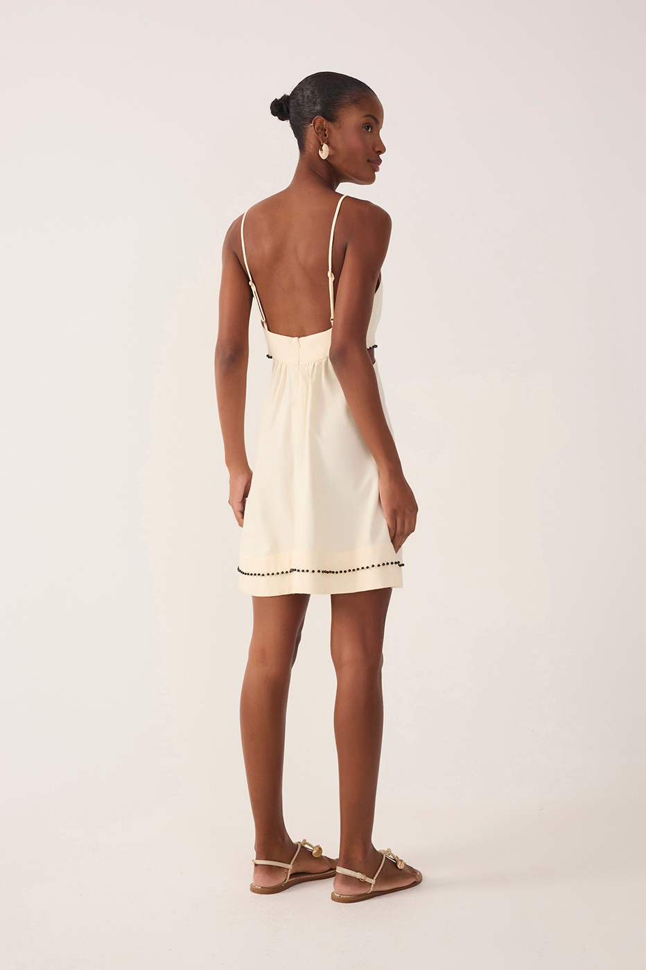 Short Linen Bead Embroidered Dress_7