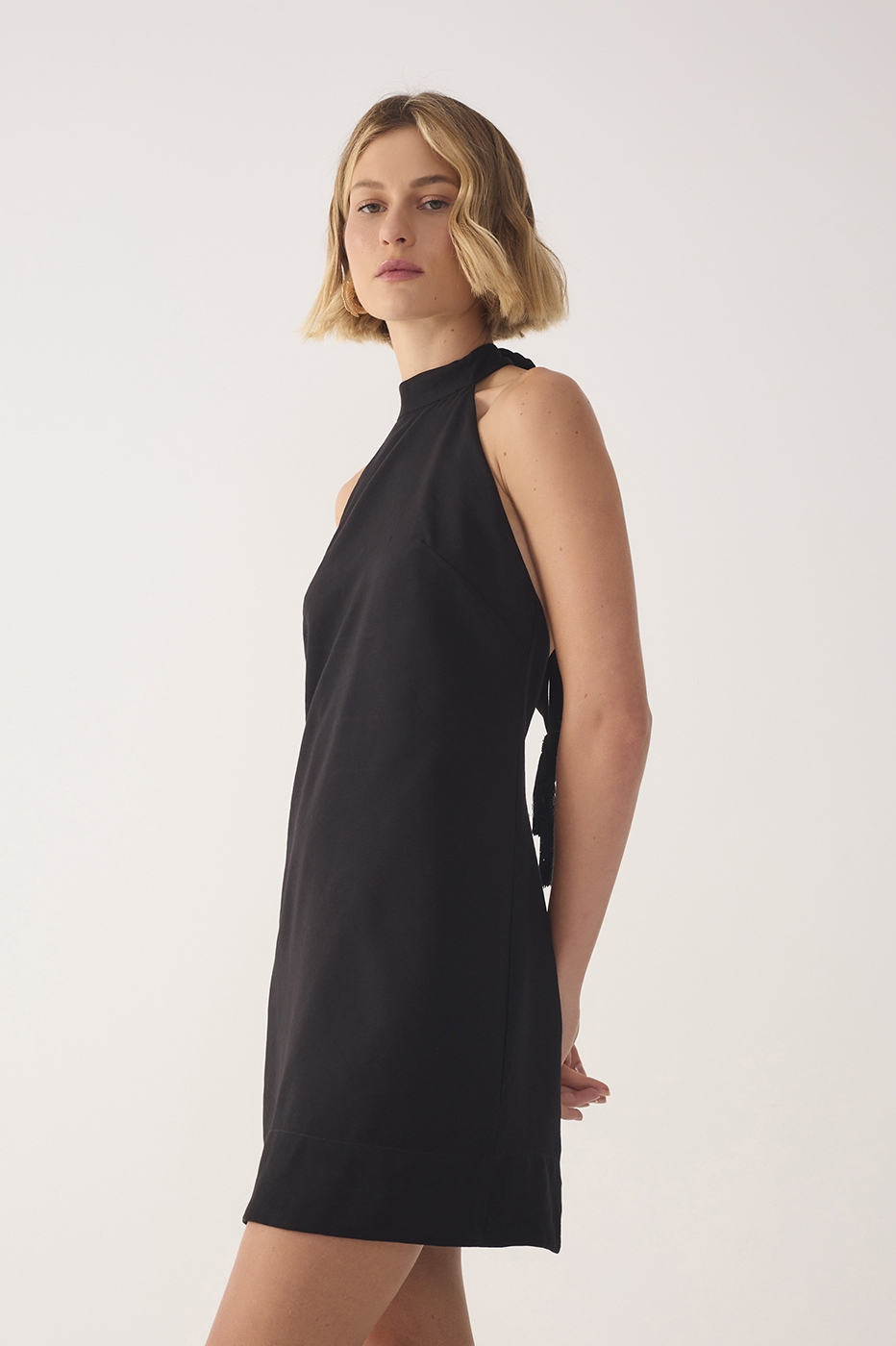 Black Halter Neck Mini Dress_4
