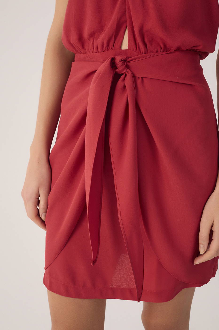 Short Crepe Wrap Dress