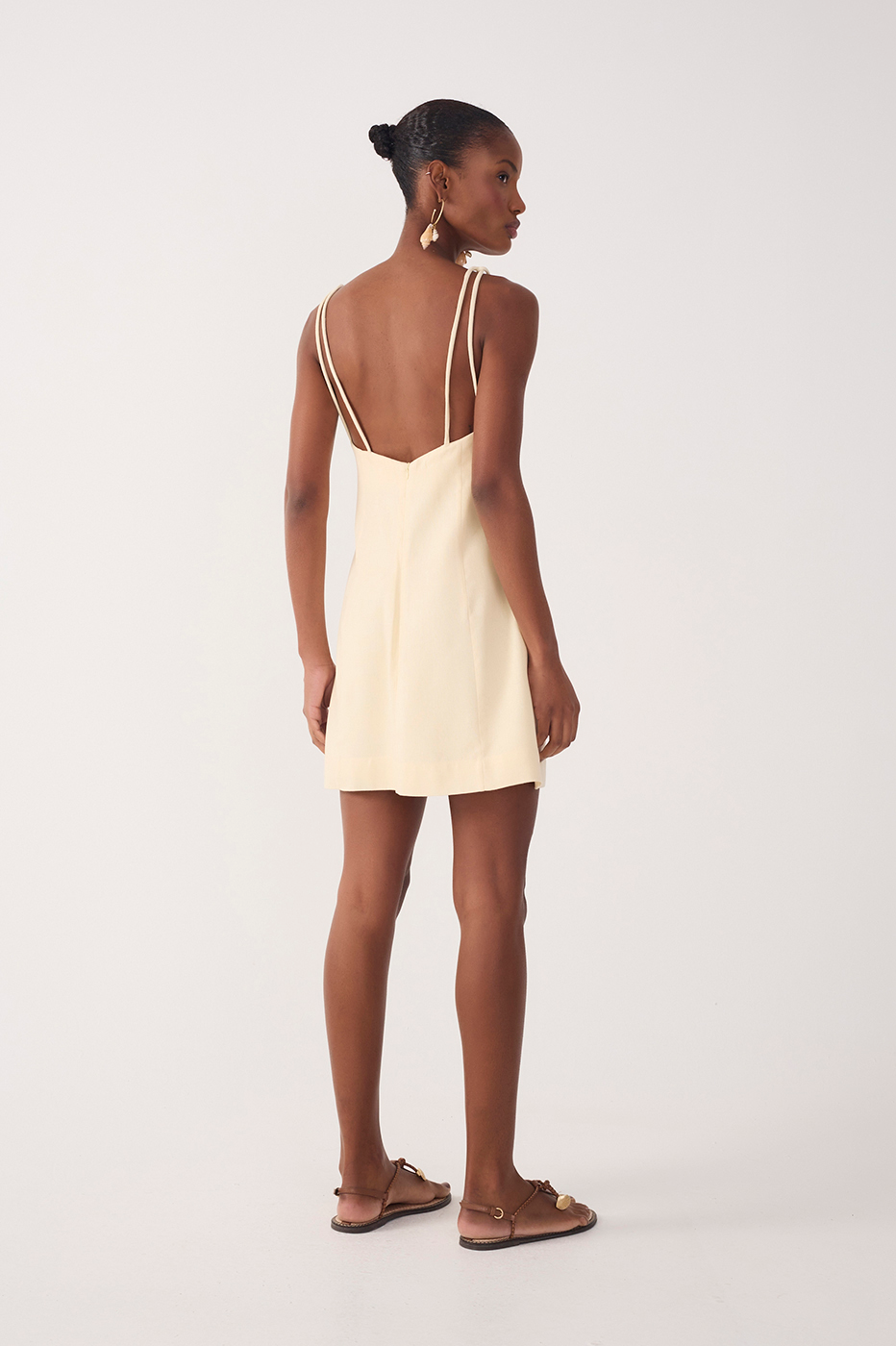 Beige Double Strap Mini Dress_5