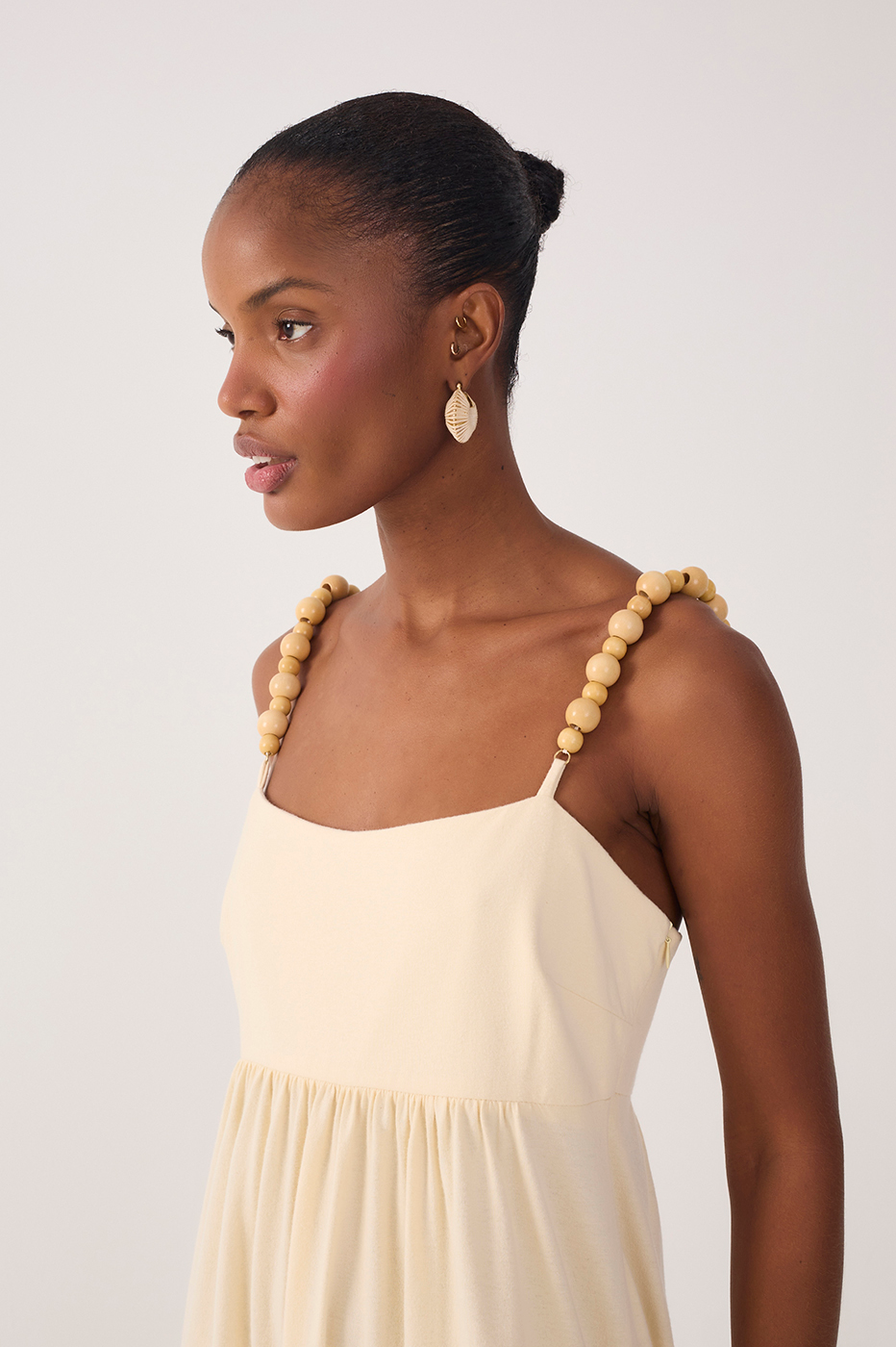 Beige Beaded Straps Maxi Dress_4