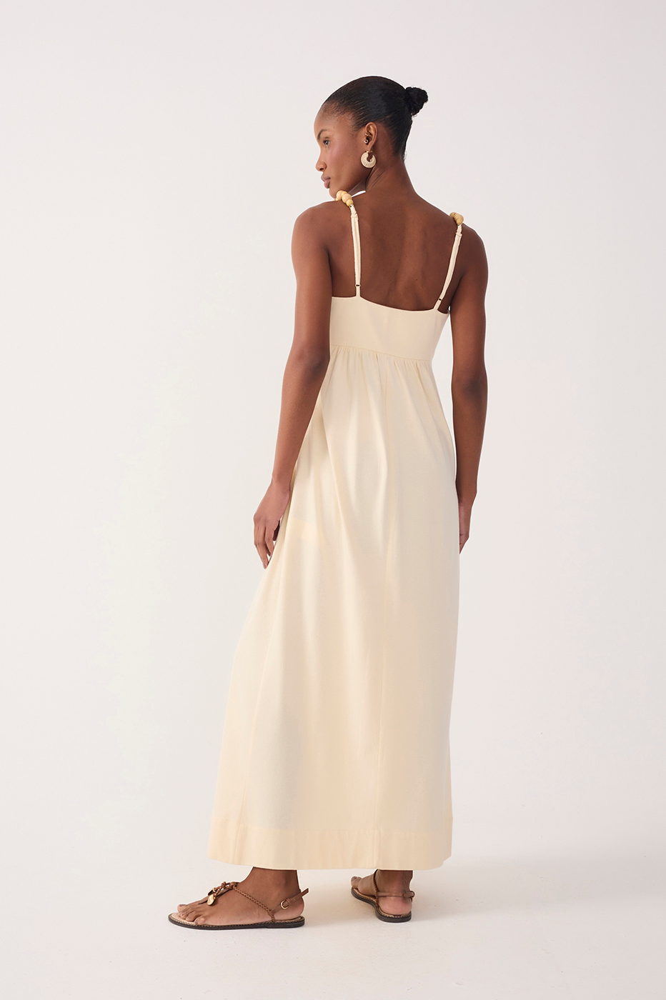 Beige Beaded Straps Maxi Dress_5