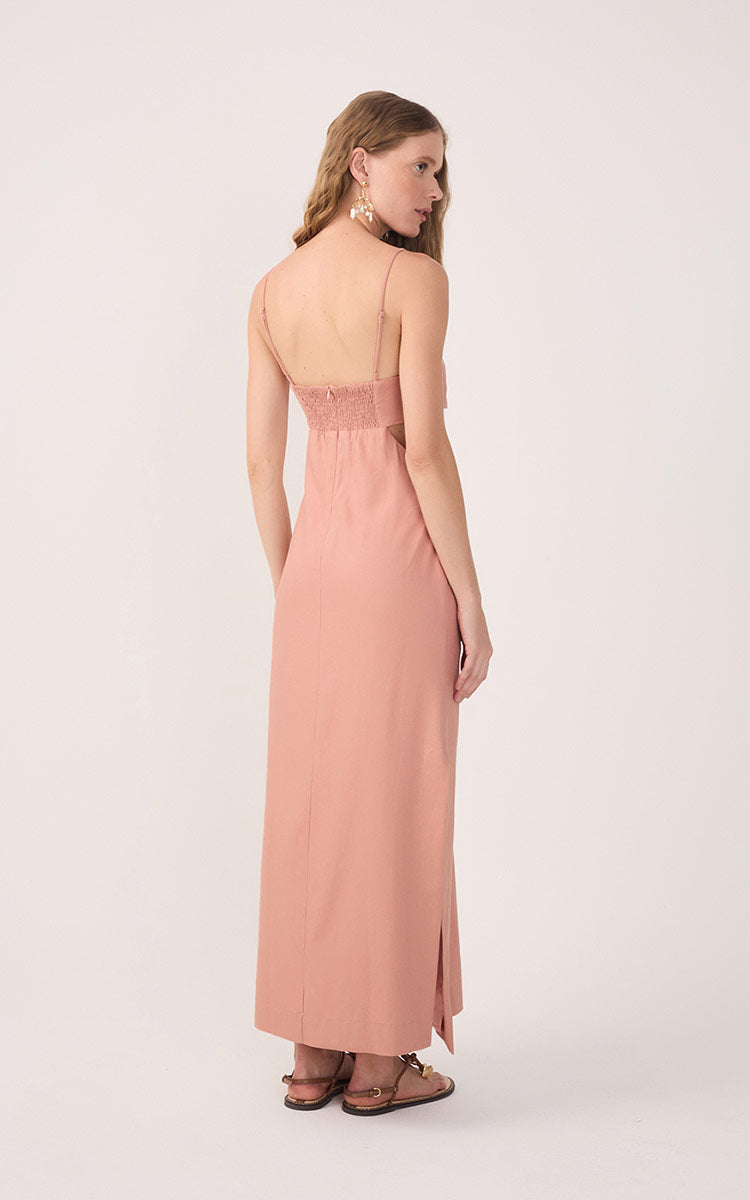 Pink Cut-Out Side Slits Midi Dress_5