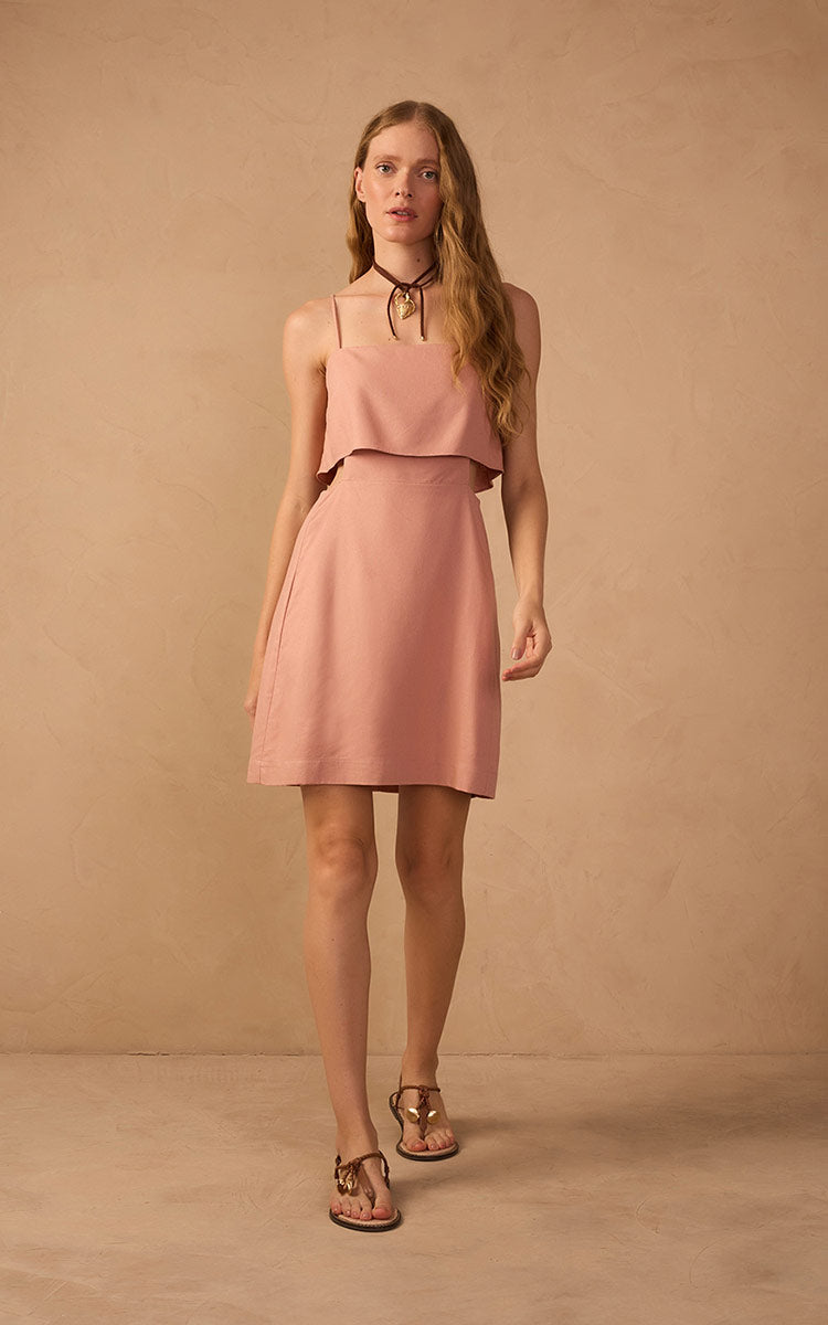 Pink Layered Sleeveless Mini Dress_1