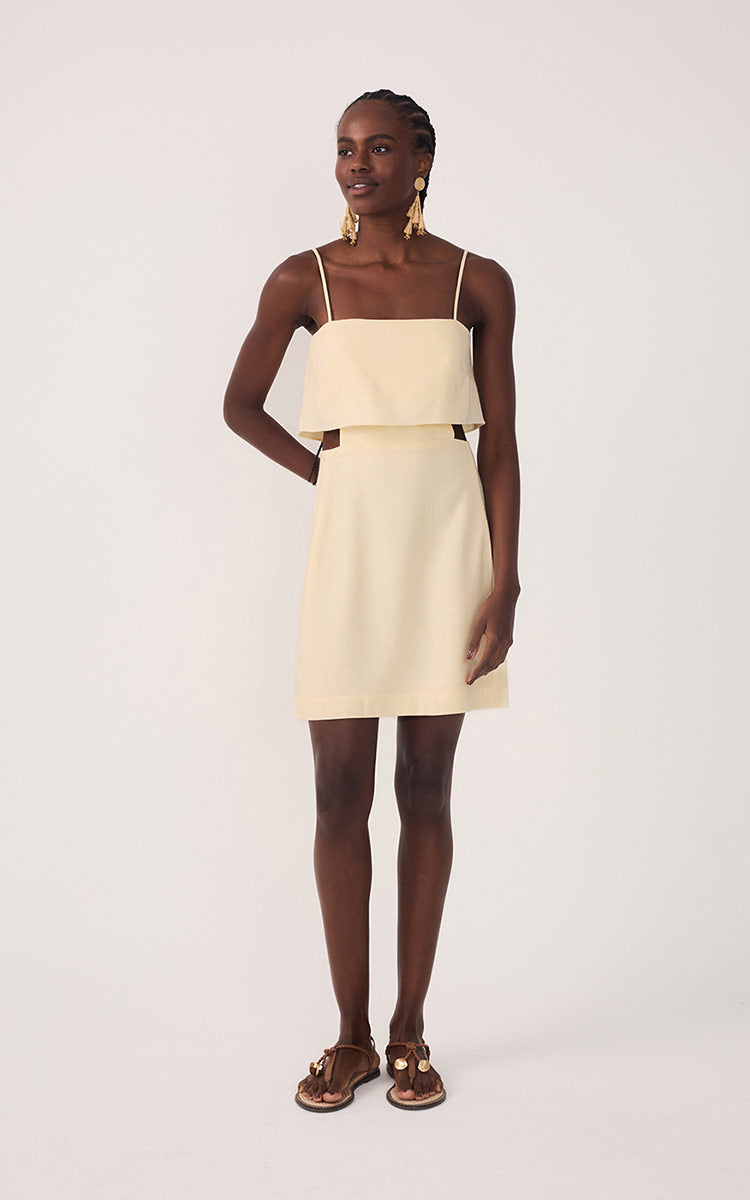 Beige Layered Sleeveless Mini Dress_2
