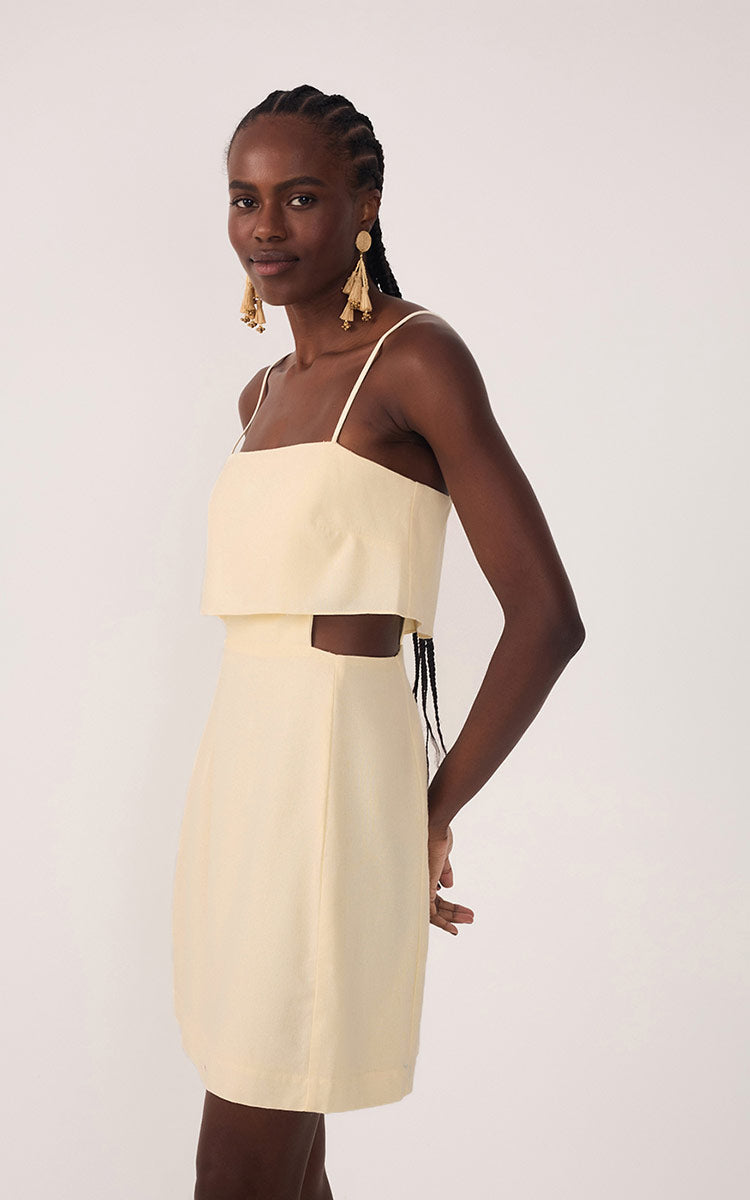 Beige Layered Sleeveless Mini Dress_3