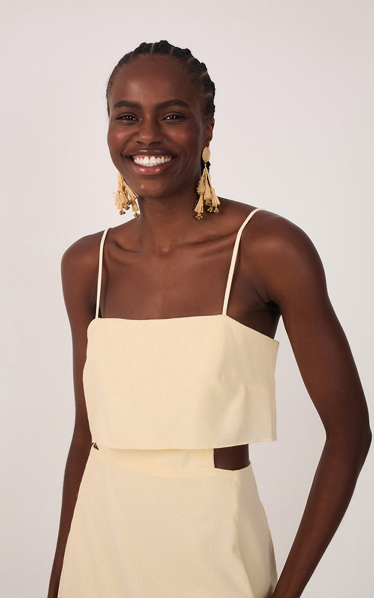 Beige Layered Sleeveless Mini Dress_4