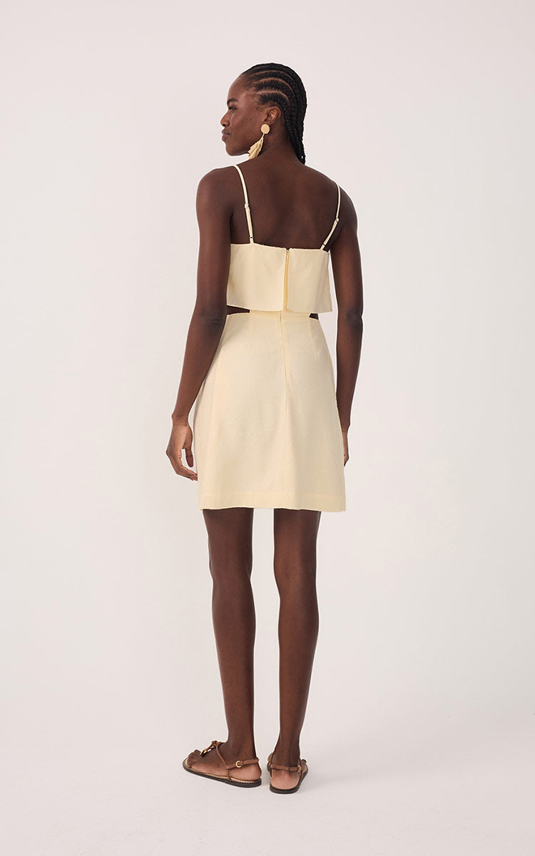 Beige Layered Sleeveless Mini Dress_5