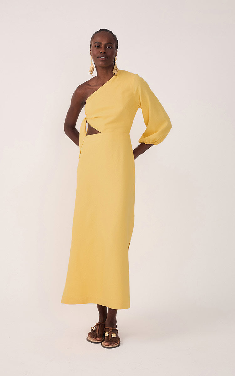 Linen One Shoulder Tie Dress_2