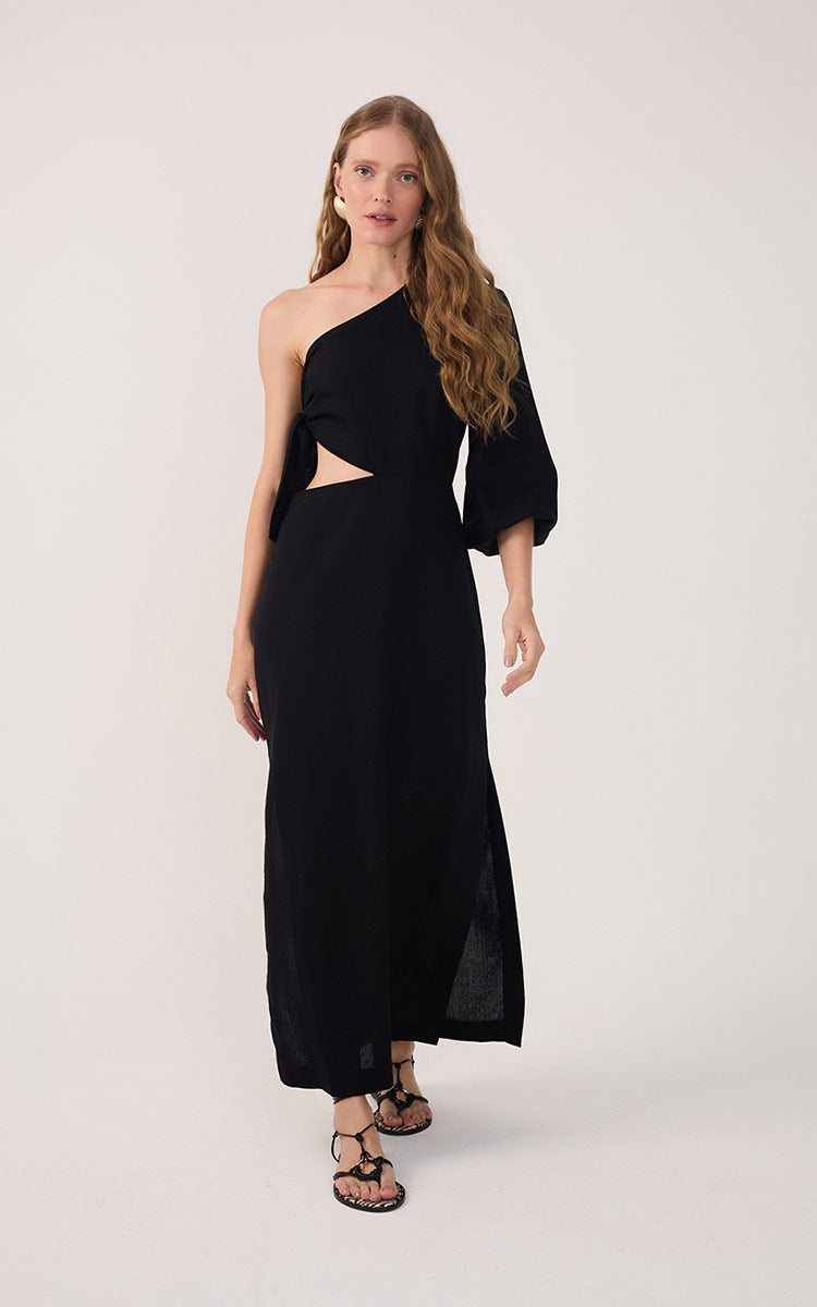 Linen One Shoulder Tie Dress_2