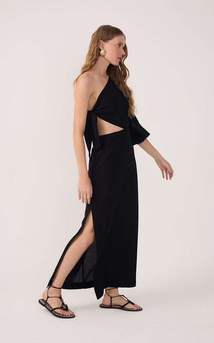 Linen One Shoulder Tie Dress_3