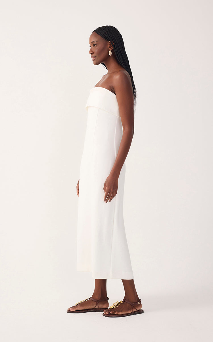 Off-White Strapless Pleats Midi Dress_3