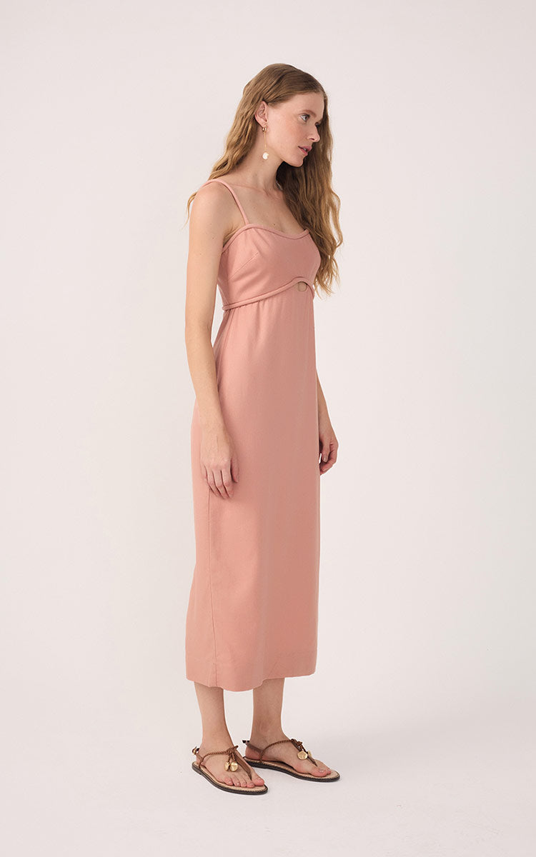 Pink Sleeveless Bust Cut-Out Midi Dress_2
