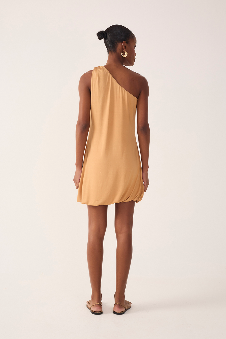Beige One-Shoulder Balloon Mini Dress_6