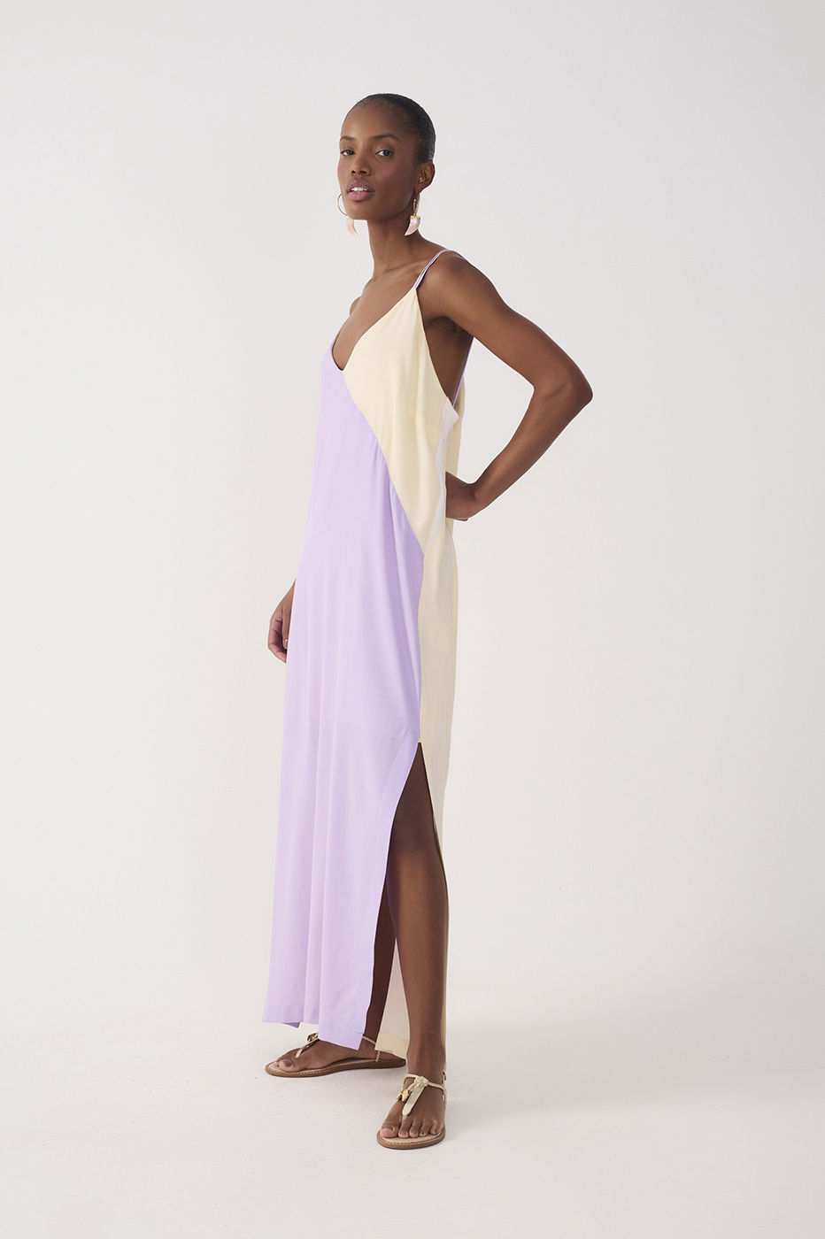 Cropped Crepe Block Cut-Out Dress_3