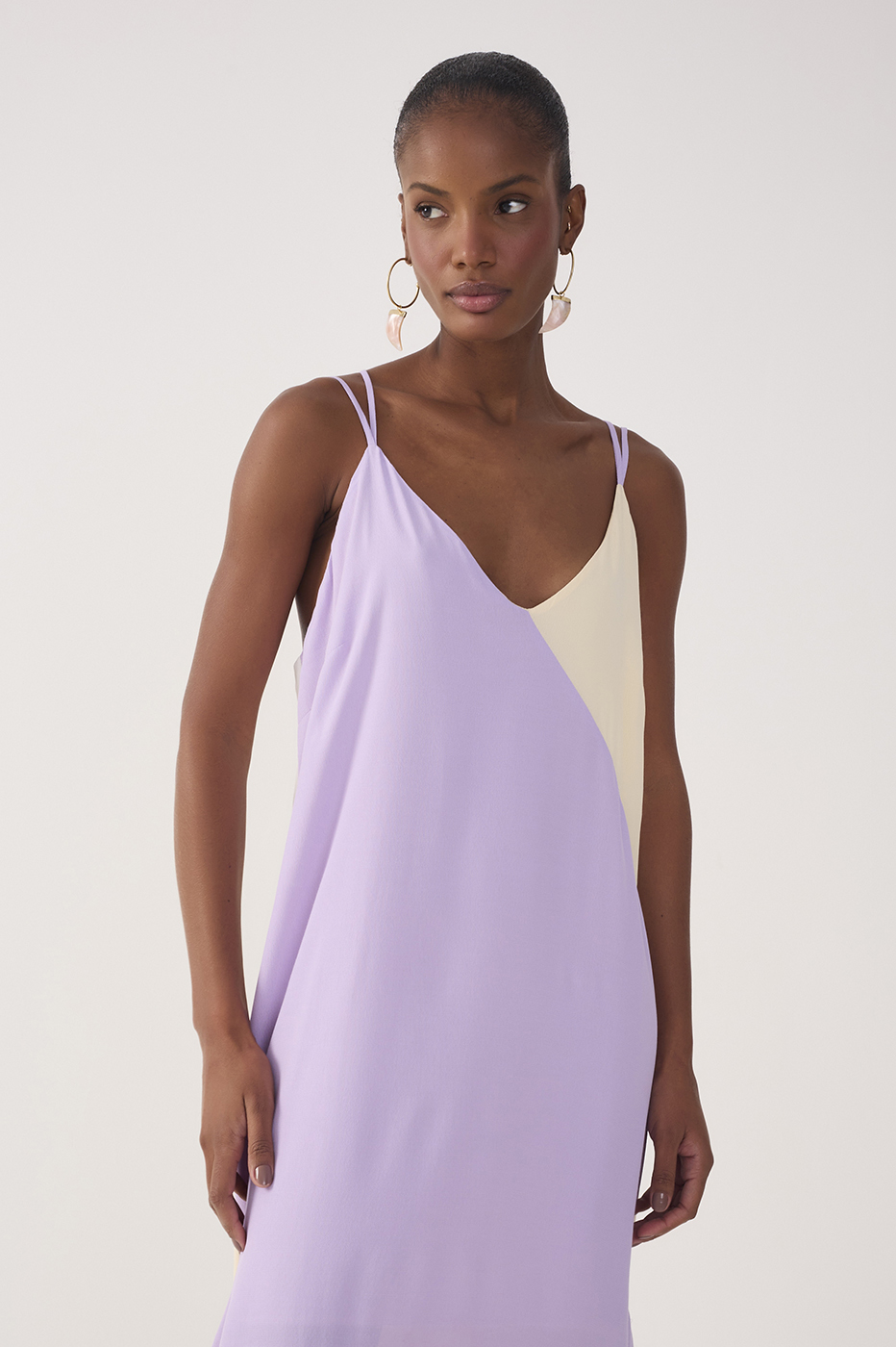 Cropped Crepe Block Cut-Out Dress_4
