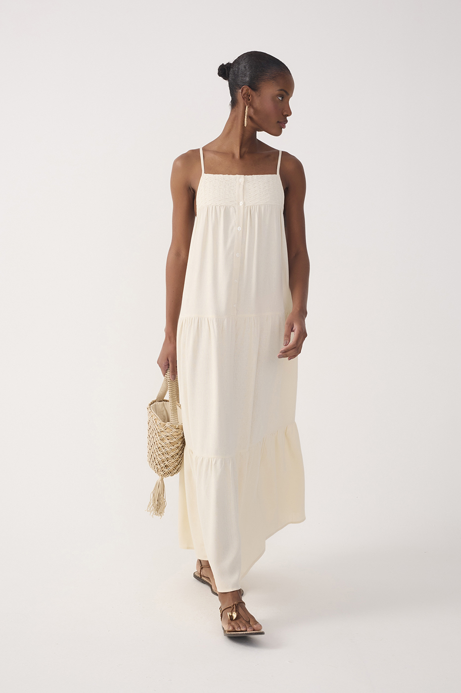 Off-White Tiered Embroidered Linen Maxi Dress_2
