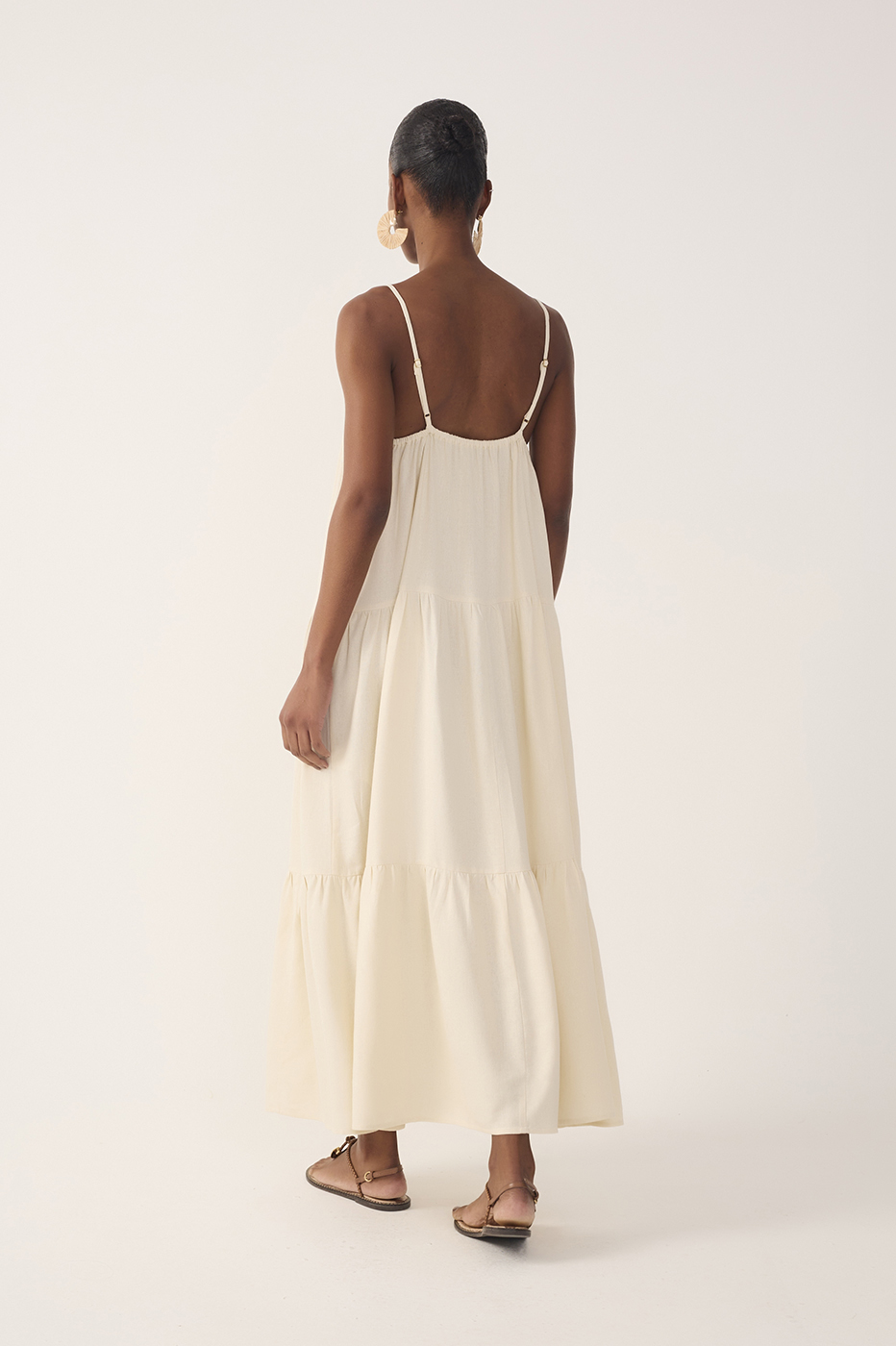 Off-White Tiered Embroidered Linen Maxi Dress_7