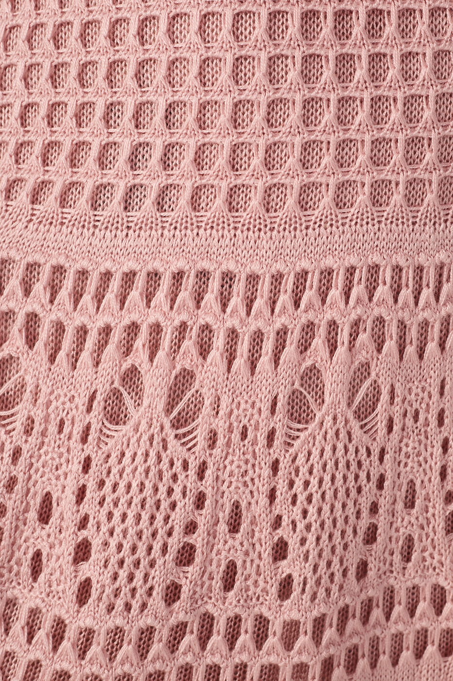 Pink V Neck Open Knit Maxi Dress_7